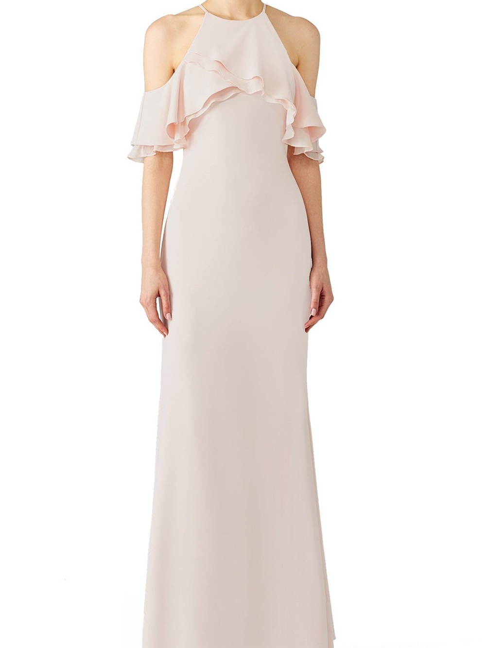Elegant Light Pink Ruffle Evening Gown